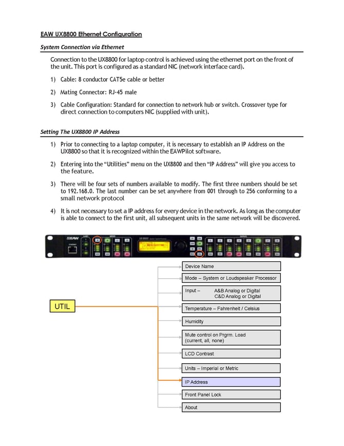 EAW UX8800 Ethernet Configuration_Page_1